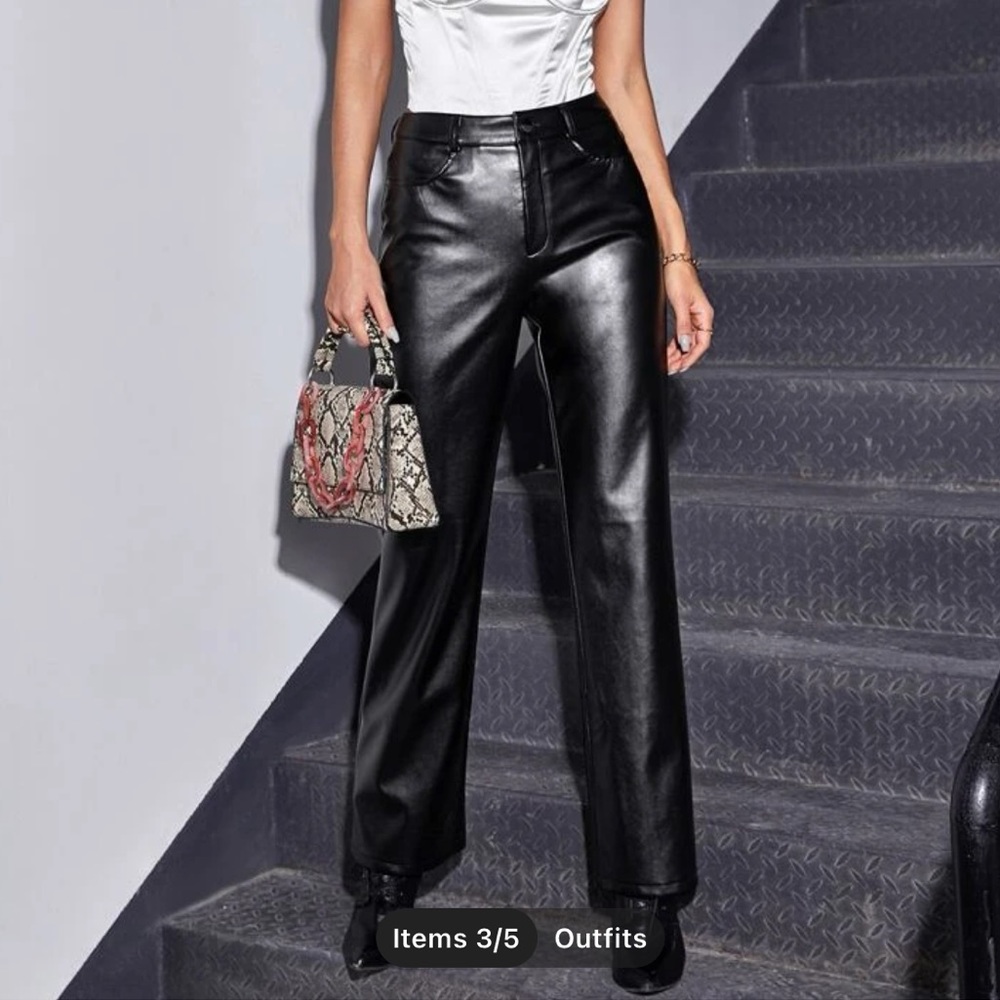 Highwaist Leather Straight Leg Pants